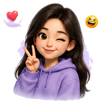 A personalized 3D emoji character winking and making a peace sign